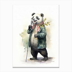 Panda Art Performing Stand Up Comedy Watercolour 4 Canvas Print