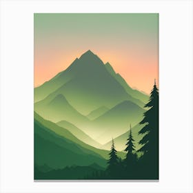 Misty Mountains Vertical Composition In Green Tone 113 Canvas Print