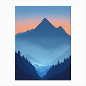 Misty Mountains Vertical Composition In Blue Tone 48 Canvas Print