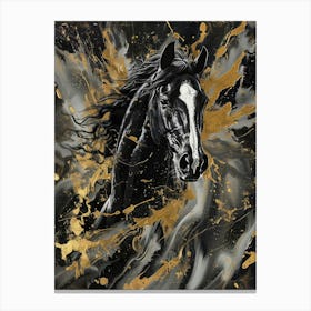 Gold And Black Horse Canvas Print