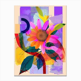 Daisy 2 Neon Flower Collage Canvas Print