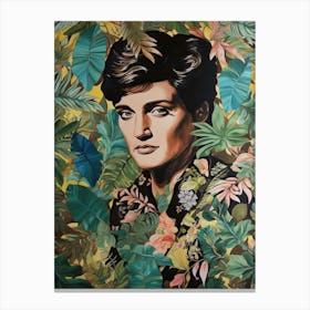 Floral Handpainted Portrait Of Elvis Presley 1 Canvas Print