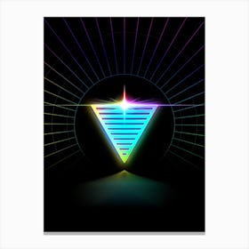 Neon Geometric Glyph in Candy Blue and Pink with Rainbow Sparkle on Black n.0270 Canvas Print