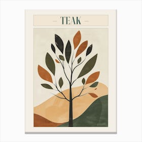 Teak Tree Minimal Japandi Illustration 4 Poster Canvas Print