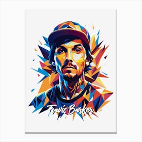 Travis Barker Blink 182 04 Portrait Music Icon WPAP Pop Art Style Canvas Print