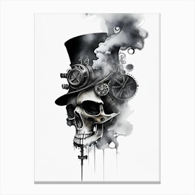 Skull With Watercolor Effects 2 Stream Punk Canvas Print