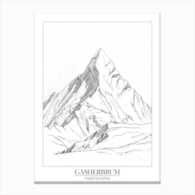 Gasherbrum Pakistan China Line Drawing 8 Poster 7 Canvas Print