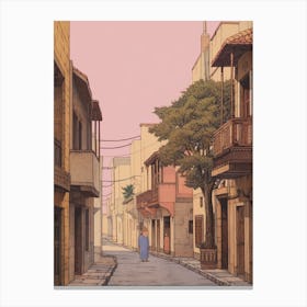 Nicosia Cyprus 3 Vintage Pink Travel Illustration Canvas Print