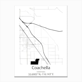 Coachella,United States Minimalist Map 1 Canvas Print