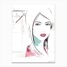 Geisha - Retro 80s Style Canvas Print