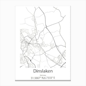 Dinslaken,Germany Minimalist Map Canvas Print