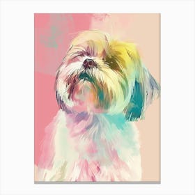 Shih Tzu Dog Pastel Line Painting 3 Canvas Print