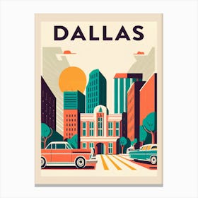 Dallas Retro Travel Poster Canvas Print