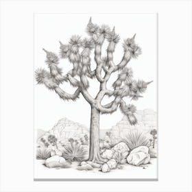  Detailed Drawing Of A Joshua Tree In The Style Of Jam 3 Canvas Print