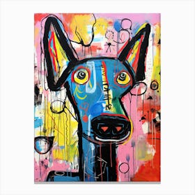 Dog Graffiti Poetry: Neo-Expressionist Elegance Canvas Print