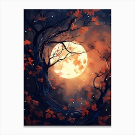 Full Moon In The Forest 1 Canvas Print