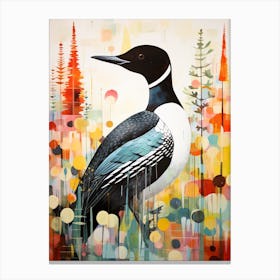 Bird Painting Collage Loon 1 Canvas Print