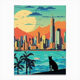 Mumbai, India Skyline With A Cat 1 Canvas Print