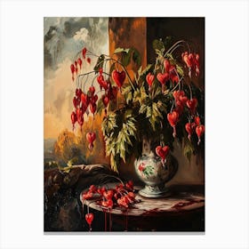 Baroque Floral Still Life Bleeding Hearts Dicentra 3 Canvas Print