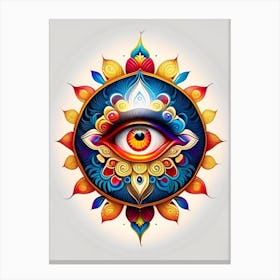 Dharma Wheel, Symbol, Third Eye Tattoo 1 Canvas Print