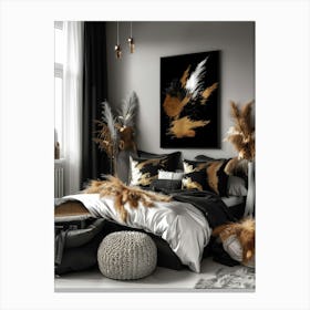 Gold And Black Bedroom Canvas Print