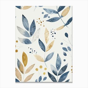 Blue And Gold Leaves 8 Canvas Print