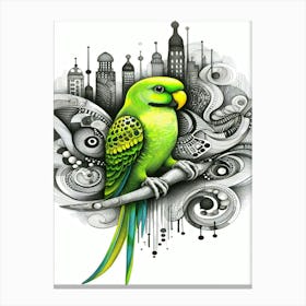 Coconut Parrot In The City Canvas Print