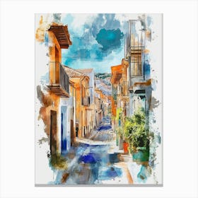 Painting Of Villajoyosa Town, Spain Canvas Print