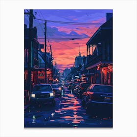 Frenchmen Street Retro Painting 3 Canvas Print