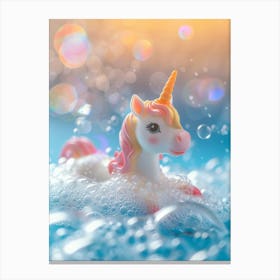 Toy Unicorn In The Bubble Bath Canvas Print