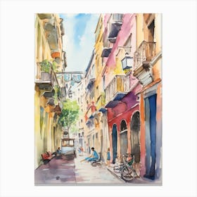Catania, Italy Watercolour Streets 1 Canvas Print