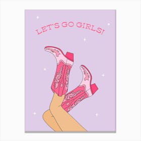 Lilac Let's Go Girls Cowgirl Canvas Print