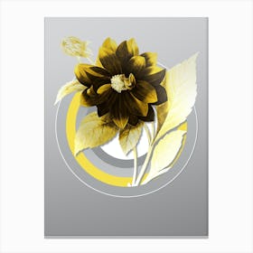 Botanical Double Dahlias in Yellow and Gray Gradient n.338 Canvas Print