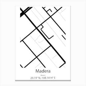 Madera Acres,United States Minimalist Map Stampe su tela