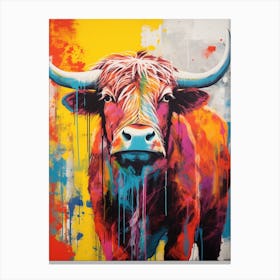 Highland Cow Screen Print Inspired 1 Canvas Print