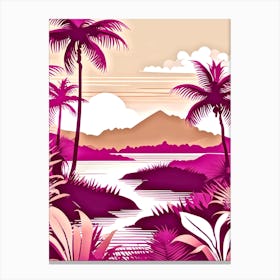Tropical Landscape With Palm Trees 5 Canvas Print