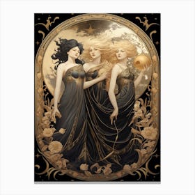 The Three Muses Black And Gold 3 Canvas Print