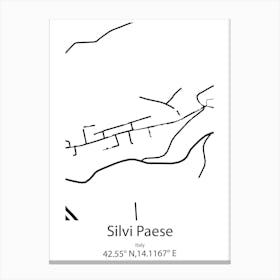 Silvi Paese,Italy Minimalist Map Canvas Print