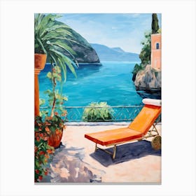 Sun Lounger By The Pool In Positano Italy 2 Canvas Print