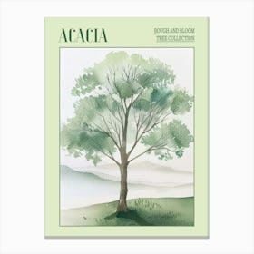 Acacia Tree Atmospheric Watercolour Painting 1 Poster Canvas Print