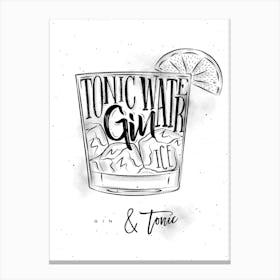 Gin And Tonic Cocktail White Canvas Print