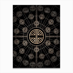 Geometric Glyph Radial Array in Glitter Gold on Black n.0264 Canvas Print