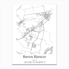 Barros Blancos,Uruguay Minimalist Map Canvas Print