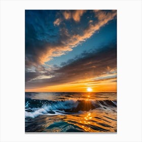 Sunset Over The Ocean-Reimagined Canvas Print