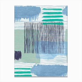 Abstract Striped Geo Green Canvas Print