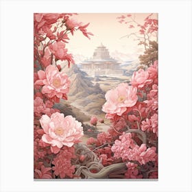 Camellia Flower Victorian Style 1 Canvas Print