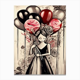Girl With Balloons Canvas Print