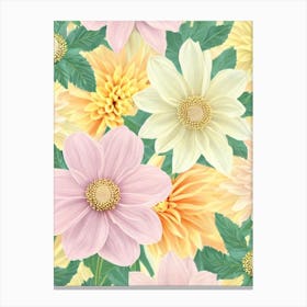 Dahlia Pastel Floral 1 Flower Canvas Print