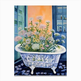 A Bathtube Full Of Queen Anne S Lace In A Bathroom 2 Canvas Print