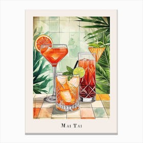 Mai Tai Watercolour Poster 1 Canvas Print